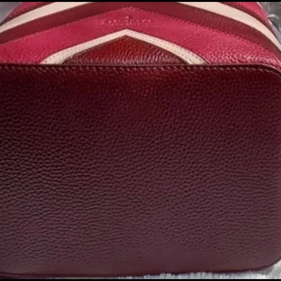 KATE SPADE BURGUNDY CHEVRON BUCKET CROSSBODY SHOULDER BAG - Picture 6 of 7